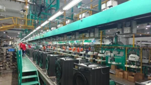 Hovm front-load washing machine manufacturing and assembly line inside the factory
